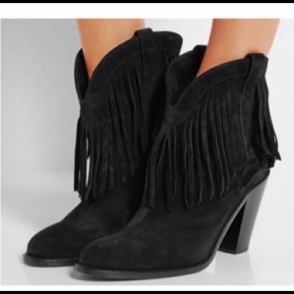 Saint Laurent Fringe Ankle Boots - Picture 1 of 6
